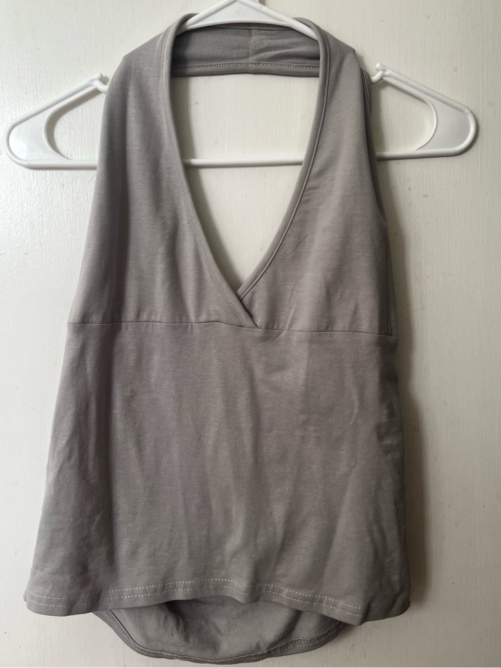 Women's Halter V-Neck Tank Top in Light Gray